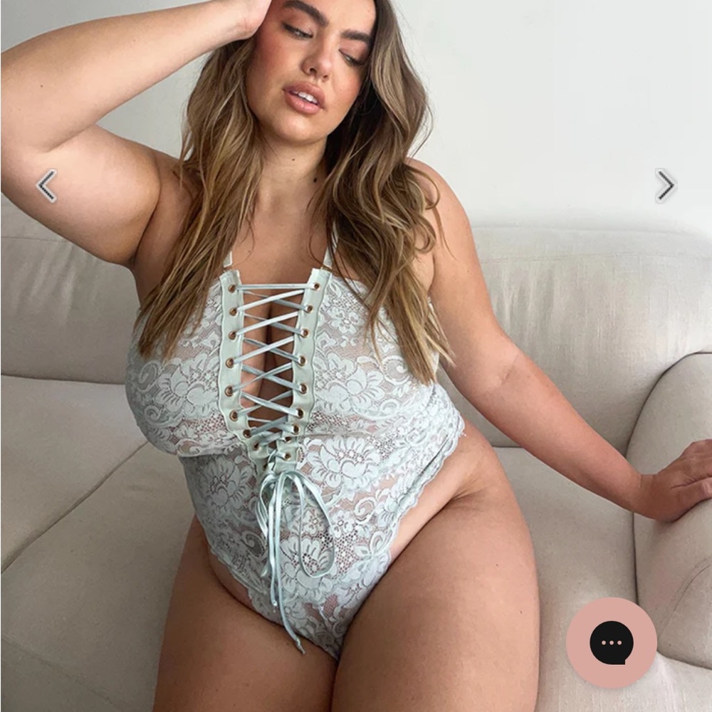 We are HAH Spinster Reversible Lace Bodysuit Medium Baby Blue